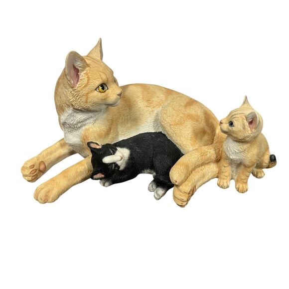 Lenox CATNAP CUDDLE Kittens & Mother Cat Sculpture Figurine 2005 Vintage 10" L - Picture 1 of 9